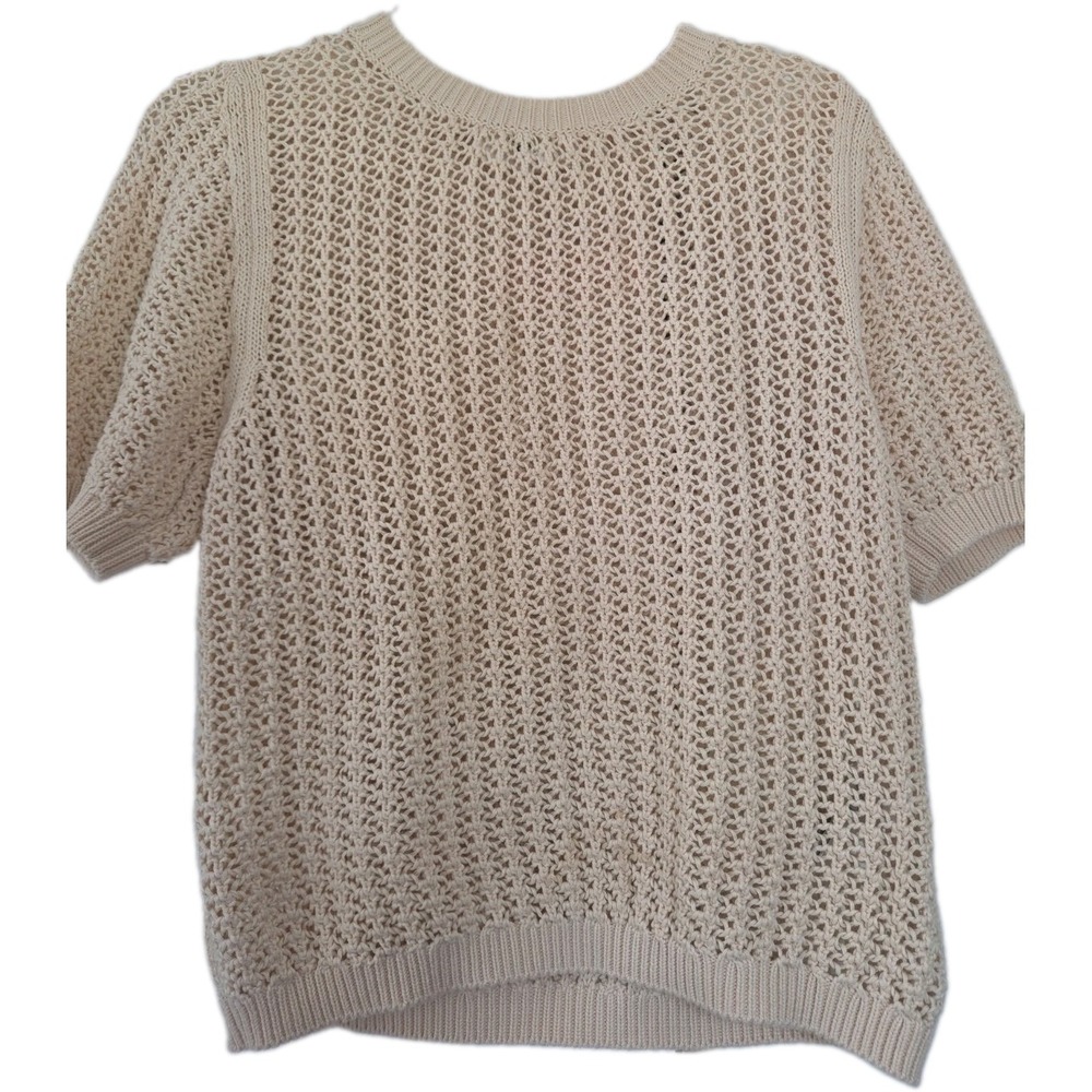 Ba&sh Lady Crochet Sweater Short Sleeve 100% Cotton Top Size 4/small